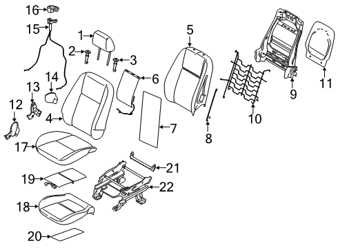 2021 Ford Transit Connect Seat Back Cover Assembly Diagram for KT1Z-1764416-AB
