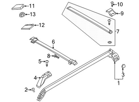2024 Ford Bronco Roof Rail Rack Side Diagram for M2DZ-7855114-AA