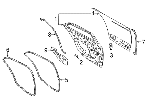 2020 Lincoln Continental Rear Door Assembly Less Hinges Diagram for GD9Z-5424630-B
