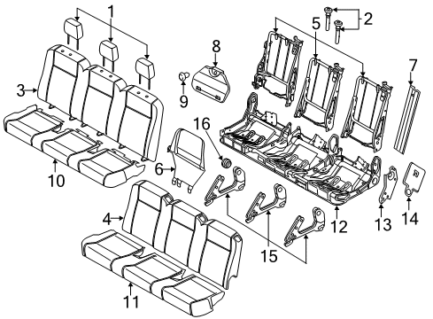 2021 Ford Transit Rear Seat Back Cover Assembly Diagram for HK4Z-9966600-AU