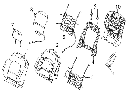 2024 Ford Bronco Seat Back Cover Assembly Diagram for P2DZ-7864417-KA