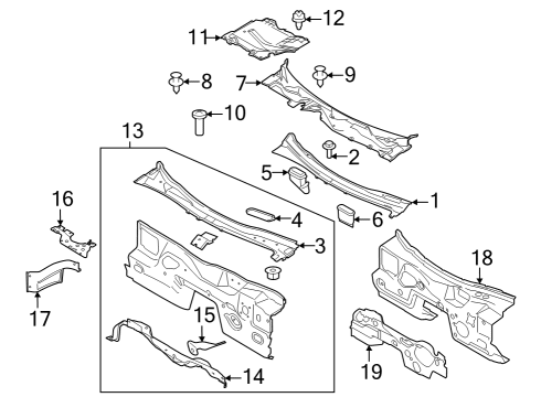 2025 Ford Mustang Dash Panel Assembly Diagram for PR3Z-6301610-B