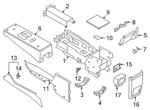 2025 Ford Police Interceptor Utility Console Panel Assembly Diagram for LB5Z-78045A36-AF
