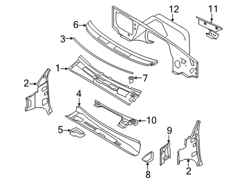 2022 Ford E-350/E-350 Super Duty PANEL ASY - COWL TOP Diagram for LC2Z-1502030-A