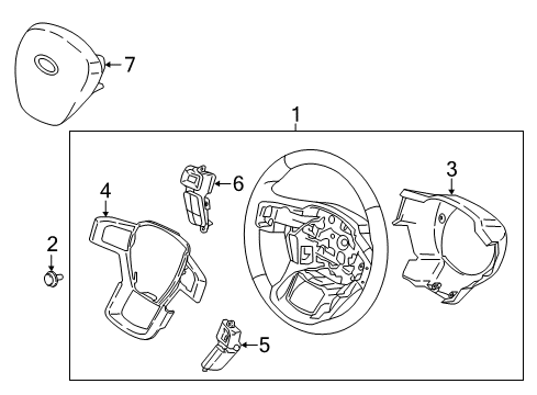 2022 Ford F-250 Super Duty Steering Wheel Assembly Diagram for LC3Z-3600-BD