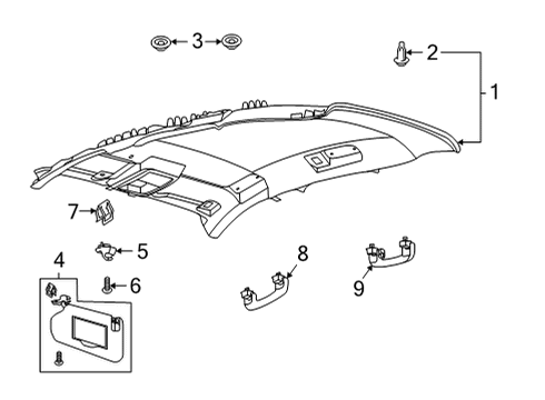 2021 Ford Bronco Sport Visor Assembly Sun Diagram for N1PZ-7804105-GA