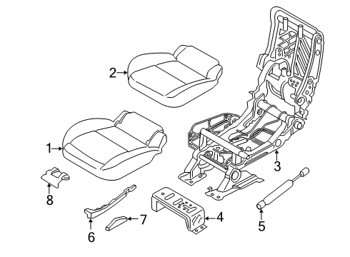 2022 Ford Transit Connect Rear Seat Cushion Pad Diagram for KT1Z-1763840-A
