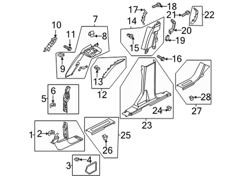 2024 Ford Bronco "B" Pillar Trim Diagram for M2DZ-7824356-AB