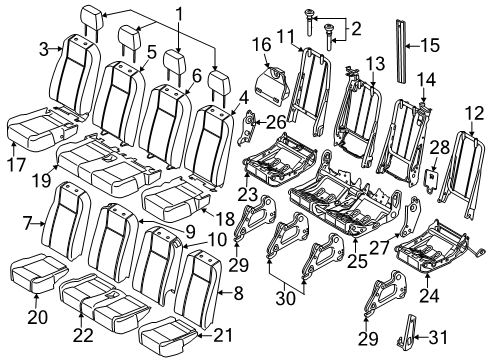 2024 Ford Transit Rear Seat Cushion Cover Assembly Diagram for LK4Z-9963804-AAD