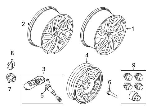 2021 Lincoln Corsair Wheel Assembly Diagram for MJ7Z-1007-C