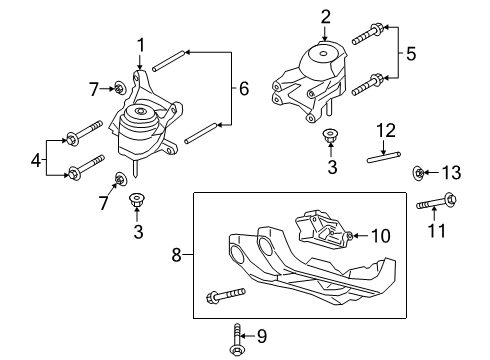 2022 Ford Explorer Engine Front Support Bracket Diagram for L1MZ-6028-R