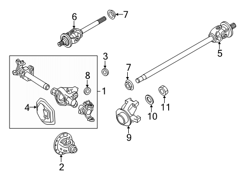 2021 Ford F-250 Super Duty Front Axle Housing Diagram for LC3Z-3010-A
