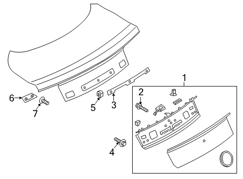 2022 Ford Mustang Emblem Diagram for JR3Z-6342528-BH