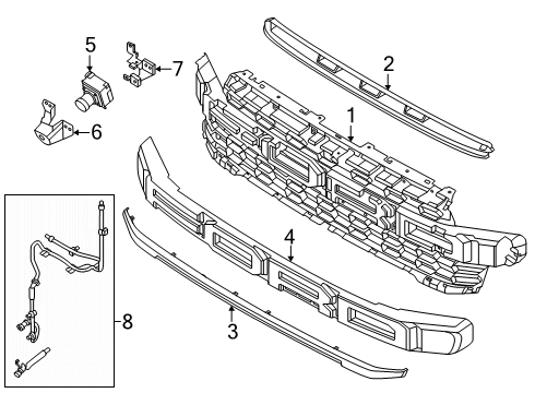 2025 Ford Ranger Radiator Grille Diagram for N1WZ-8200-FB