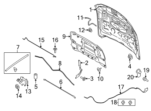 2022 Ford Mustang Hood Insulator Diagram for KR3Z-16738-A