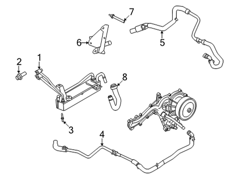 2022 Ford F-350 Super Duty Oil Cooler Hose Diagram for LC3Z-7H255-B