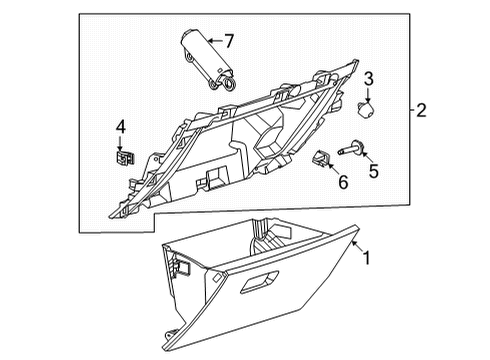 2023 Ford Mustang Mach-E Glove Compartment Door Assembly Diagram for LJ8Z-5806024-AA