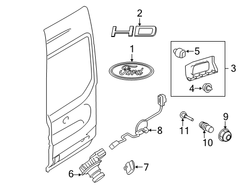 2023 Ford Transit Door Outside Moulding Diagram for LK4Z-99425B28-AH