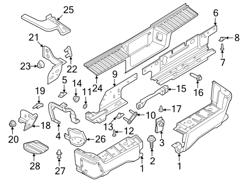 2023 Ford F-250 Super Duty Bumper Mounting Bracket Diagram for PC3Z-17A751-AA