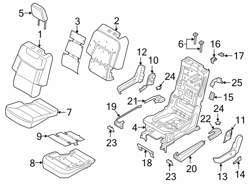2022 Ford Explorer Headrest - Cover And Pad Diagram for LB5Z-78611A08-CA