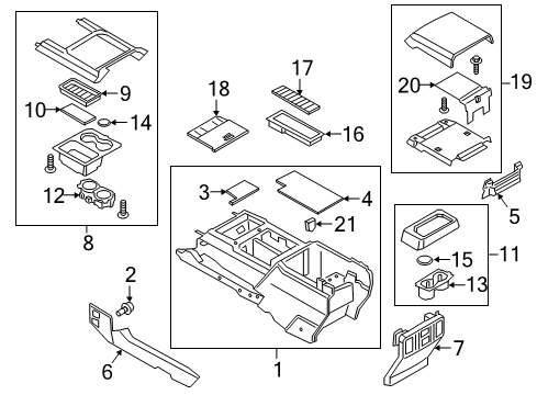 2022 Ford F-350 Super Duty Console Panel Assembly Diagram for LC3Z-25045A36-AD