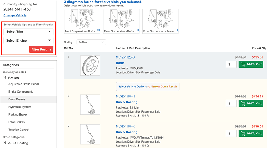 The part I'm looking for has multiple listings, what do I do?